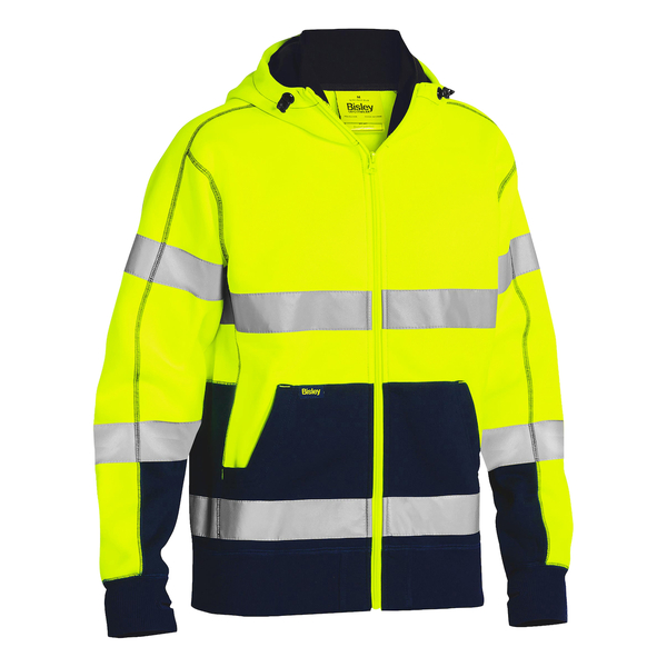 323M6988T-YLNV/2XL 2XL  - BISLEY LY ANSI TYPE R CLASS 3 FULL ZIP HOODED SWEATSHIRT WITH SHERPA LINING
